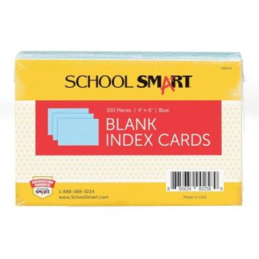 Imagem de School Smart Cartões de índice simples pesados – 10 x 15 cm – Pacote com 100 – Azul