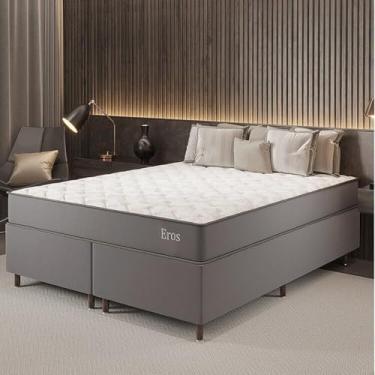 Imagem de Conjunto Colchão Mola Ensacada e Base Box Queen 60x158x198cm Eros Yescasa Cinza