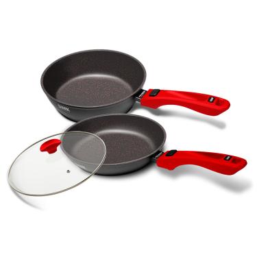Imagem de Panelas iChef Ultra Sauté Grand e Day By Day com Tampa de Vidro 24Cm Vermelha | Ichef