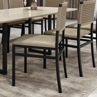 Imagem de Kit com 02 Cadeiras para Sala de Jantar Madri Preto/Rami/Pérola