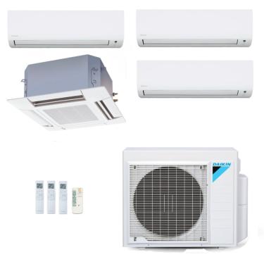 Imagem de Ar-Condicionado Multi Split Inverter Daikin 34.000 (3x Evap HW 9.000 + 1x Evap Cassete 4 Vias 20.000) Quente/Frio 220V