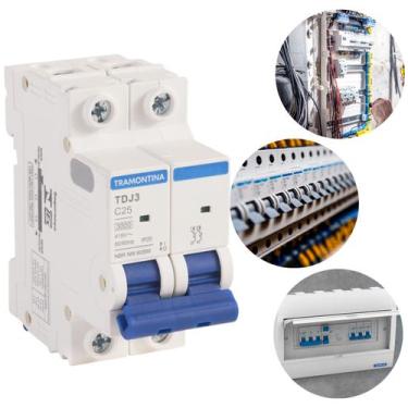 Imagem de Disjuntor bipolar Tramontina 10a 16a 20a 25a 32a 40a 50a 63a