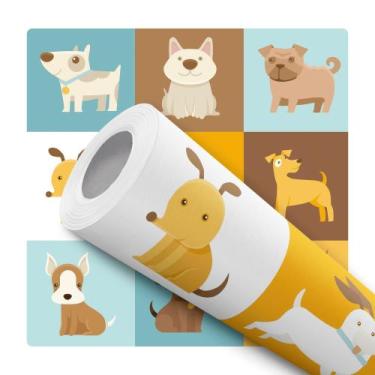 Imagem de Papel de Parede Vinílico Desenho Cachorros Pet Quarto 10m - DELIQUADRO