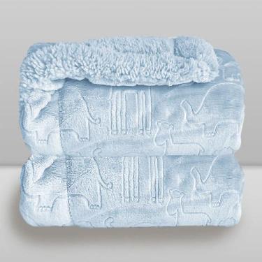 Imagem de Cobertor Donna Laço Bebê Plush com Sherpa Ferrete, Azul Bebe, 90X110
