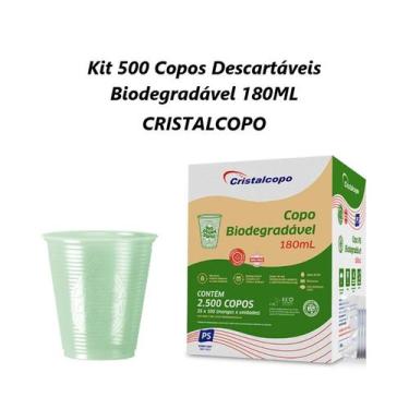 Imagem de Kit 500 Copo Descartável Biodegradável 180ML - CRISTALCOPO