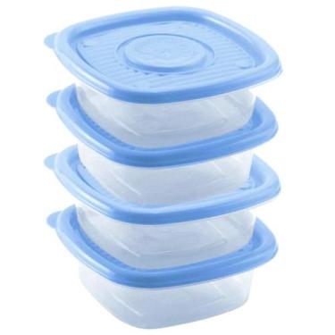 Imagem de Conjunto com 4 Potes Pop para alimentos transparente 400ml - Plasútil