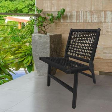 Imagem de Cadeira Viena Base de Madeira Maciça Preta e Corda Náutica Preta - CAS