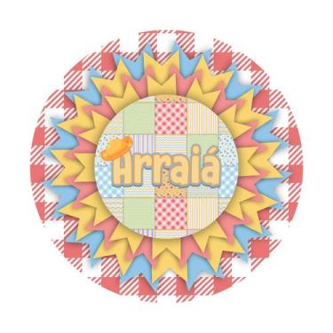 Imagem de Painel de Tecido Sublimado Redondo Arraiá Retalhos Bandeirinhas Festa 