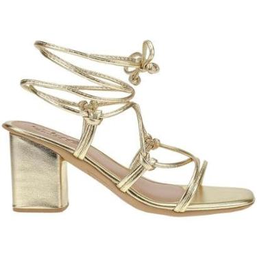 Imagem de Sandália Feminina Tiras Amarração Salto Alto Grosso Gladiadora-Feminino