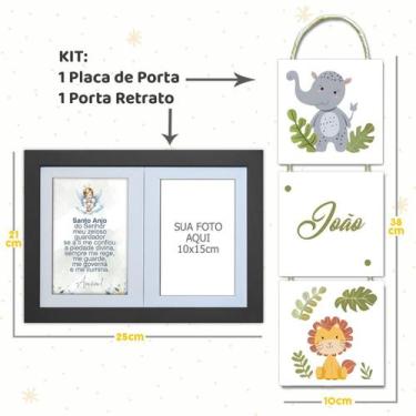 Imagem de Kit Infantil Bebê com Placa de Porta Maternidade e Porta Retrato com O