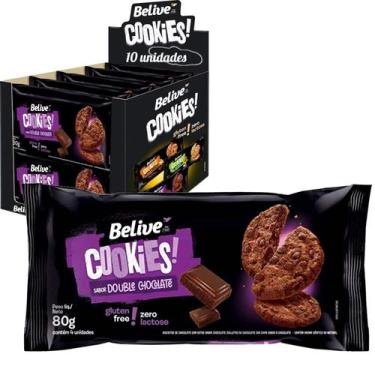 Imagem de Kit c/ 10und Cookie BELIVE Double chocolate Zero Gluten 80g