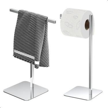 Imagem de Porta Papel Higiênico de Chão Inox e Toalha Lavabo Nice - S3GShop