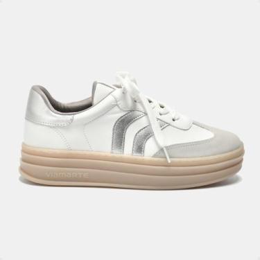 Imagem de Tênis Moda Feminino Casual Via Marte Branco, Nb branco, Prata, 36