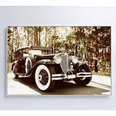 Imagem de Quadro carro clássico preto e branco - Decor&Quadros, 90x60 cm, Vidro 