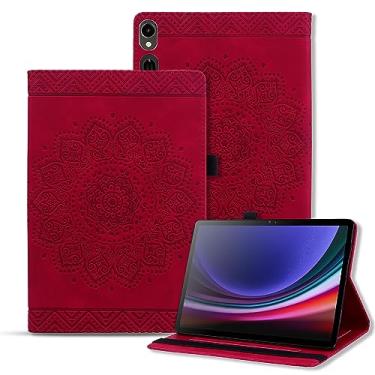 Imagem de Rosbtib Capa para Samsung Galaxy Tab S10 Plus/S9 Plus/S8 Plus/S7 Plus/S7 FE 12,4 polegadas, design em relevo mandala, ultrafina, leve, capa fólio para Galaxy Tab S10+/S9+/S8+/S7+ - vermelha