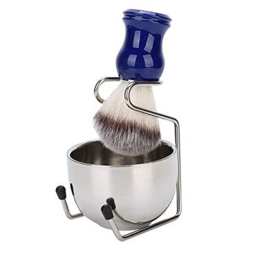 Imagem de Conjunto de barbear masculino 7,6 cm 1, conjunto de pincéis de barbear de aço inoxidável com escova, tigela e suporte de escova, kit de barbear portátil para homens, cabelo e barba, dia dos pais, presentes de aniversário de pai