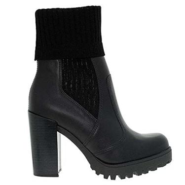 Imagem de Bota Coturno Moleca Pérgamo Cano Baixo Knit Salto Grosso Alto Tratorada Feminina