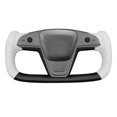 Imagem de MEWANT Capa de volante de carro Tesla Yoke costurada à mão para Tesla Yoke Model S 2021-2023 / Model X 2021-2023 Acessórios de volante para Tesla Yoke