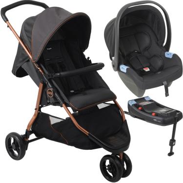 Imagem de Carrinho com Bebe Conforto Base ISOFIX Burigotto CR3 Gray Cobre