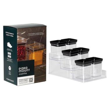 Imagem de Kit porta temperos lumini black c/ 7 pcs 2126 - Paramount