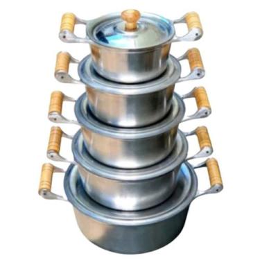 Imagem de Jogo de panelas 5 peças da Nº16 a 24 em alumínio fundido batido grosso