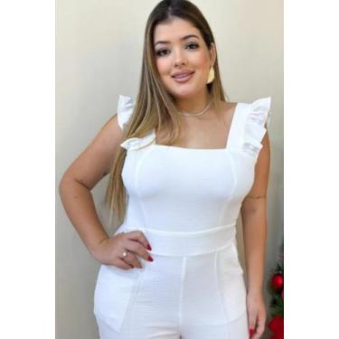 Imagem de Macacão Moda Feminina Pantalona - RL MODAS , Branco, G