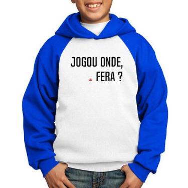Imagem de Moletom Infantil Jogou onde fera - Foca na Moda, Branco, Azul, 4