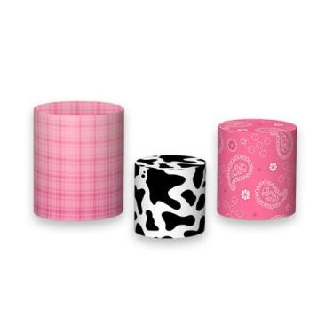 Imagem de Trio De Capa Cilindro  - Vaqueira Rosa com Animais 024 - Via Cores