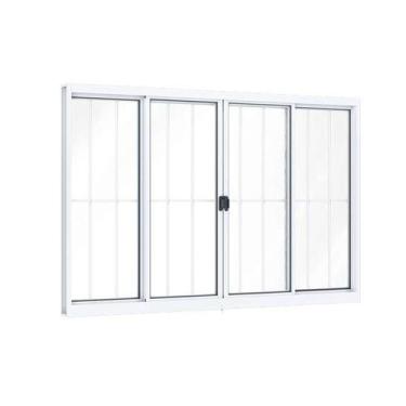 Imagem de Janela de Alumínio de Correr 100 x 150 x 8,5 cm 4 Folhas com Grade Rio