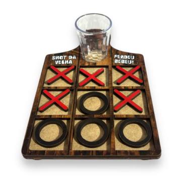 Imagem de Jogo Shot Drink Jogo Da Velha Divertido Em Mdf Tabuleiro E Copo - Dr D