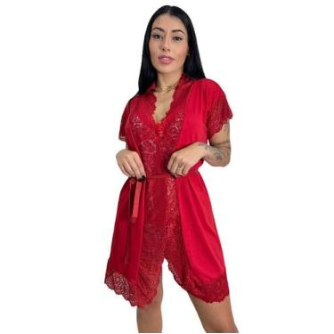 Imagem de Robe Feminino Noiva Sexy Renda Luxo Roupão de Banho Kimono Roupa de Do