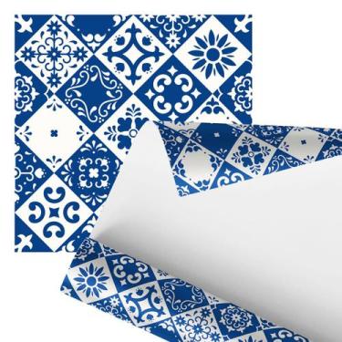 Imagem de Papel De Parede Adesivo Arabesco Artístico Azul Branco 2,80m - PlimSho