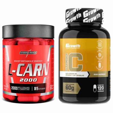 Imagem de Kit L-Carnitina 60 Caps Integral + Vitamina C 120 Caps Growth - Integr