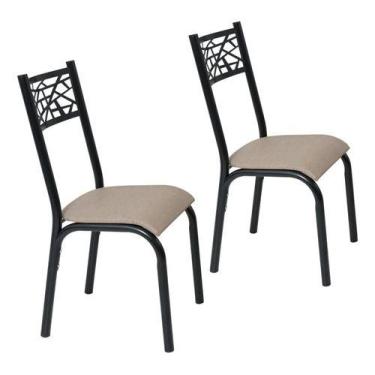 Imagem de Conjunto Kit 2 Cadeiras Metal Aço Cozinha Jantar Almofadada - Ciplafe