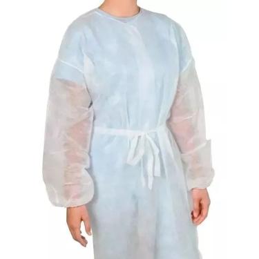 Imagem de Avental Descartável Tnt Manga Longa 20 Gr Anvisa Kit C/100