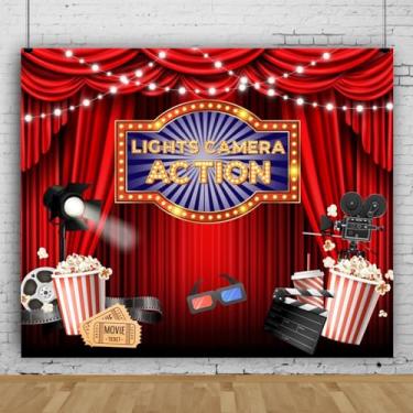 Imagem de Luzes de fundo para fotos noturnas de cinema, ação para câmera, cortina vermelha, fundo fotográfico, 3 x 2,4 m, tema noturno, decoração de festa de aniversário, fundo de sessão de fotos