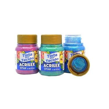 Imagem de Tinta Para Tecido Com Glitter 37ml Acrilex, AMARELO