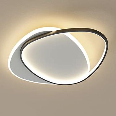 Imagem de Moderno LED Luz de Teto Geométrico 2 Luzes Ultrafino Lâmpada de Teto Nórdico Criativo Montagem Embutida Luminária Para Sala de Estar Quarto(55X46CM, 48W,Black, Warm White)