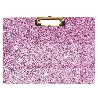 Imagem de Geniershy Prancheta de Acrílico com Glitter Horizontal, Tamanho Padrão de Carta A4, Pranchetas Fofas com Clipe de Perfil Baixo para Desenho, Materiais de Arte de Escritório - Rosa Quente (9" X 12,5")