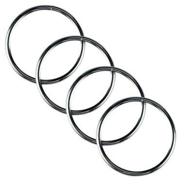 Imagem de Strapworks Anéis de vedação grandes de metal niquelado - Fixadores de hardware resistentes, anéis de artesanato para projetos DIY - 8,5 cm, pacote com 4
