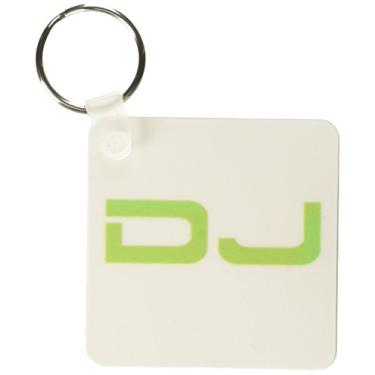 Imagem de 3dRose Texto de DJ verde neon - arte futurista de música DJ - branco - profissão de DJ - chaveiros, 5,7 x 5,7 cm, conjunto de 2 (kc_151219_1)