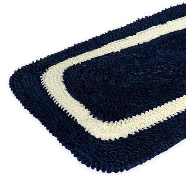 Imagem de Tapete Multiuso 60cm x 40cm Frufru Malha Gel Decoração Avulso (AZUL MARINHO - PALHA)
