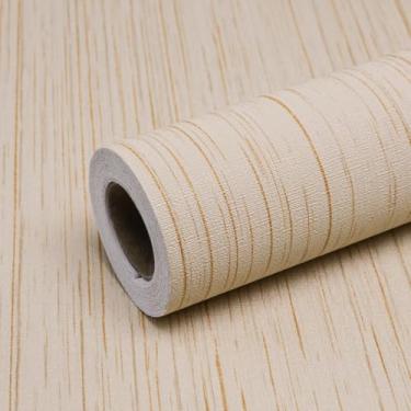 Imagem de Qianglive Papel de parede bege com textura vintage removível à prova d'água para paredes de cômodos, armários, móveis, gavetas, mesa Um conjunto de 60 cm x 304 cm