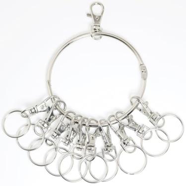 Imagem de Pro Bamboo Kitchen Anel de metal portátil organizador de chaves de prata porta-chaves de armazém dormitório chaveiro de liberação rápida com fivela giratória porta-chaves porta-chaves