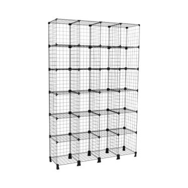 Imagem de Estante Prateleira de Aço Expositor Aramado 24 Nichos Preto Organizado