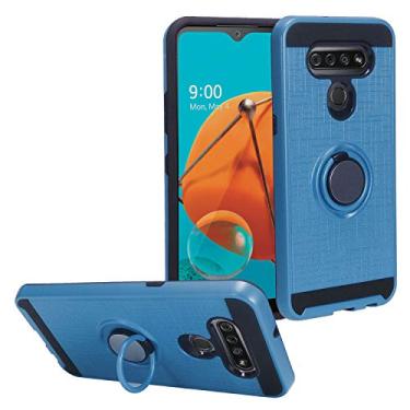 Imagem de CELZEN - Para LG K51, LG Reflect (LM-K500) - Capa de telefone híbrida com suporte de anel - RS2 azul marinho