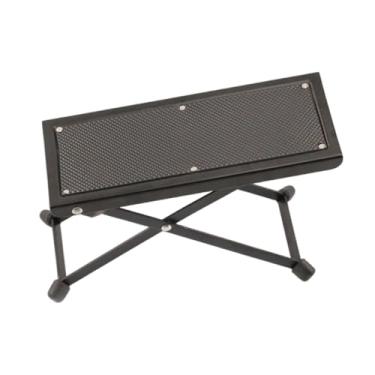 Imagem de YIJU Banquinho de guitarra, pedal ajustável de moldura de ferro estável suporte de guitarra de pé dobrável para o clássico elétrico, Preto