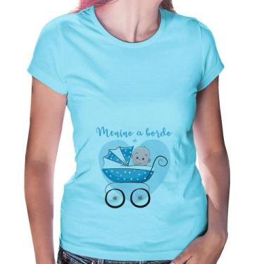 Imagem de Baby Look Menino a bordo - Foca na Moda, Azul bebê, GGG