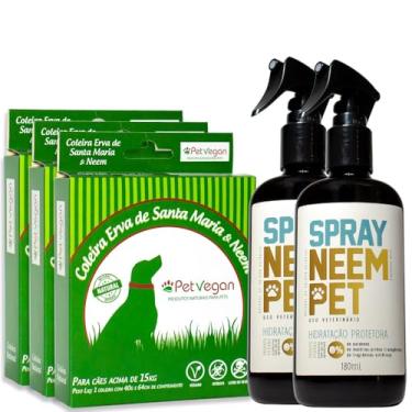 Imagem de Kit 2 Spray Neem Pet Preserva Mundi e 3 Coleira Natural Erva de Santa Maria Cães acima 15kg
