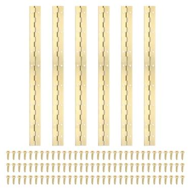 Imagem de PATIKIL Dobradiça de piano de 40,6 cm x 3,5 cm, dobradiça contínua de aço inoxidável 304 6 pld com furos para porta de portão de piano, caixa de armazenamento de madeira, barco, armário, ouro